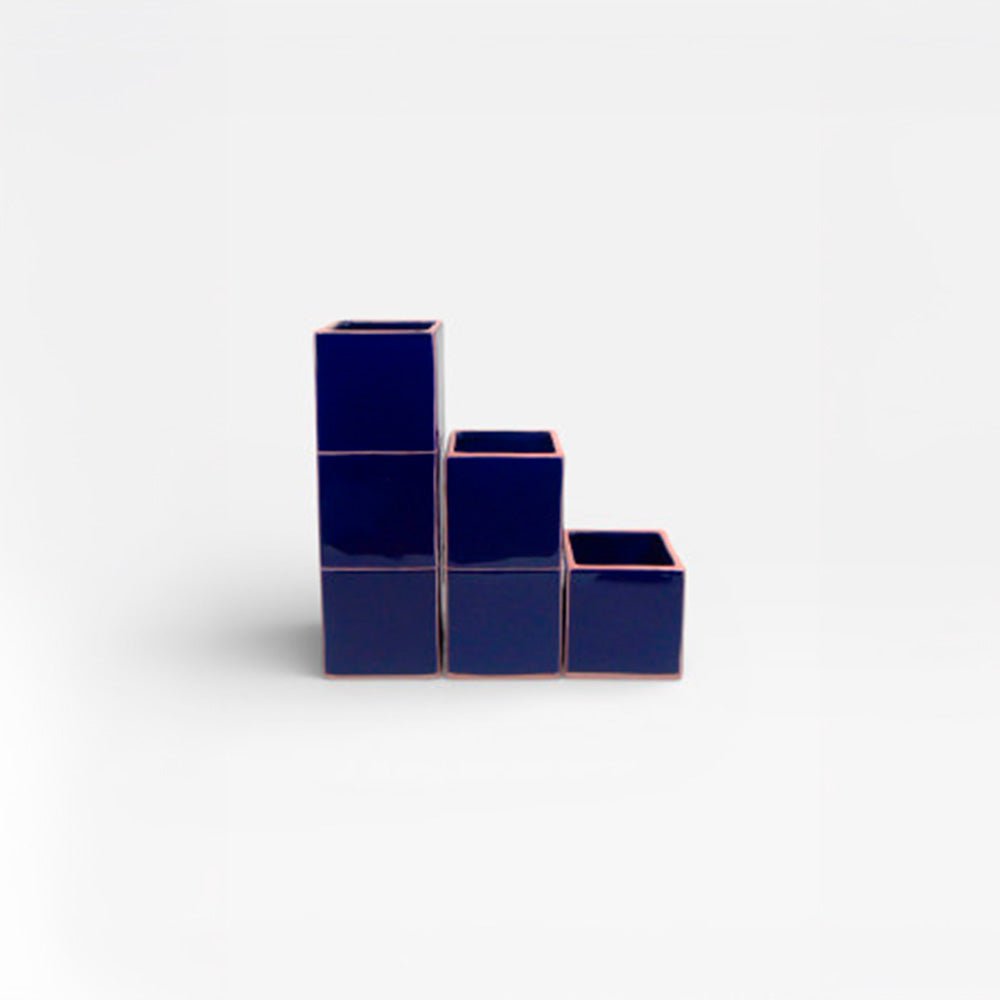 Vase Tile Simple Bleu / Rose