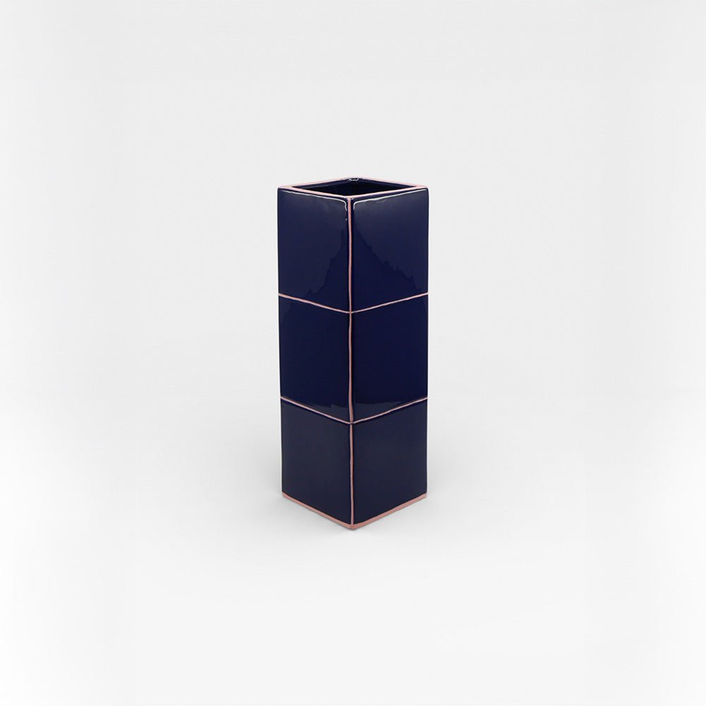 Vase Tile Triple Bleu / Rose