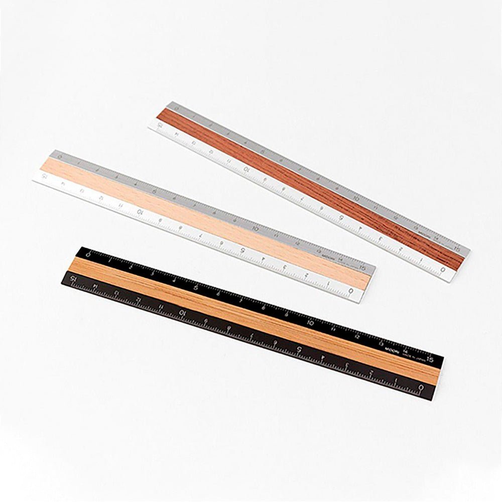 Regla de Aluminio y Madera 15cm Marrón Oscuro