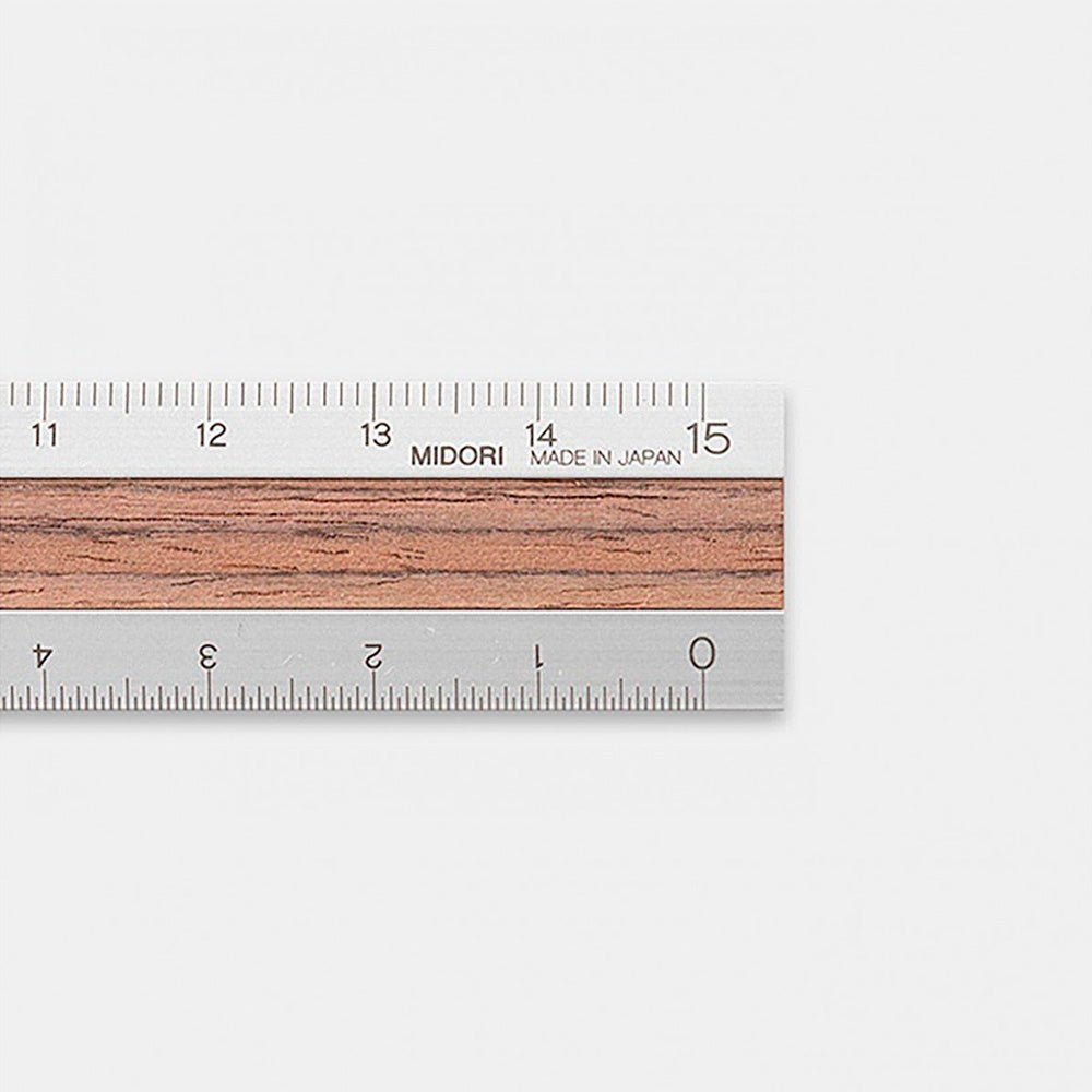 Regla de Aluminio y Madera 15cm Marrón Oscuro