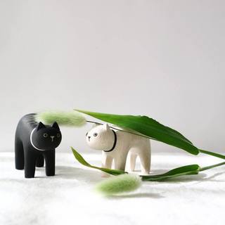 Pole Pole Wooden Animal Black Cat