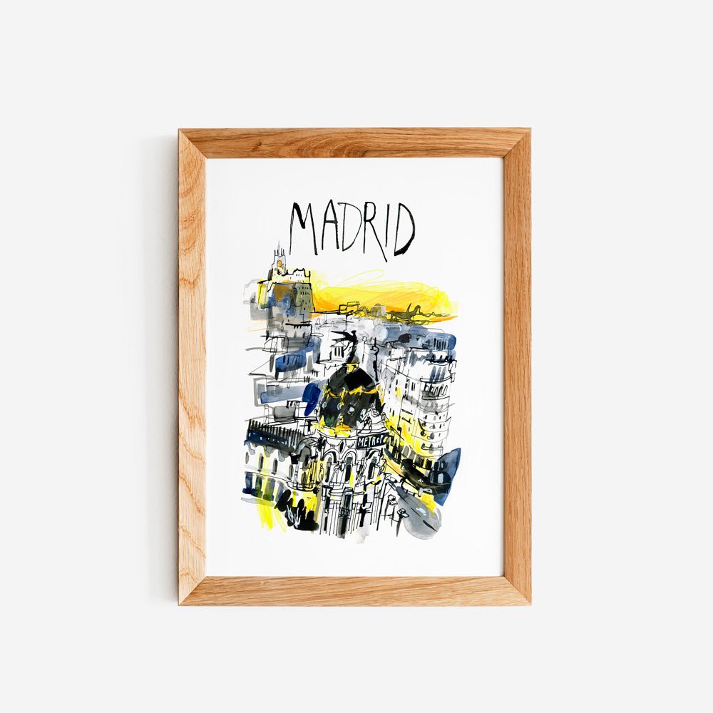 Madrid Gran Vía Sunset Letters Giclée Print