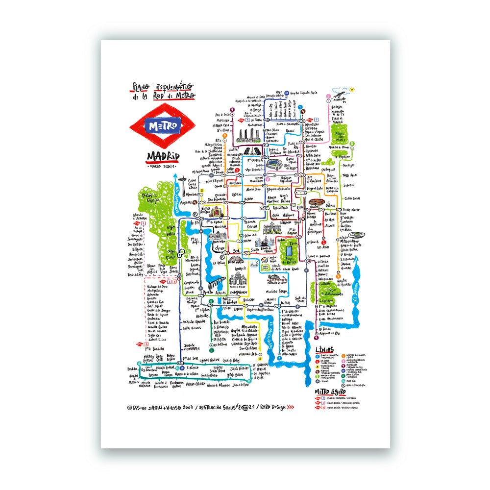 Carte du métro de Madrid Giclée Print