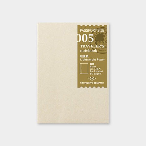 TRAVELER'S notebook Recambio 005 Papel Ligero - Tamaño Pasaporte