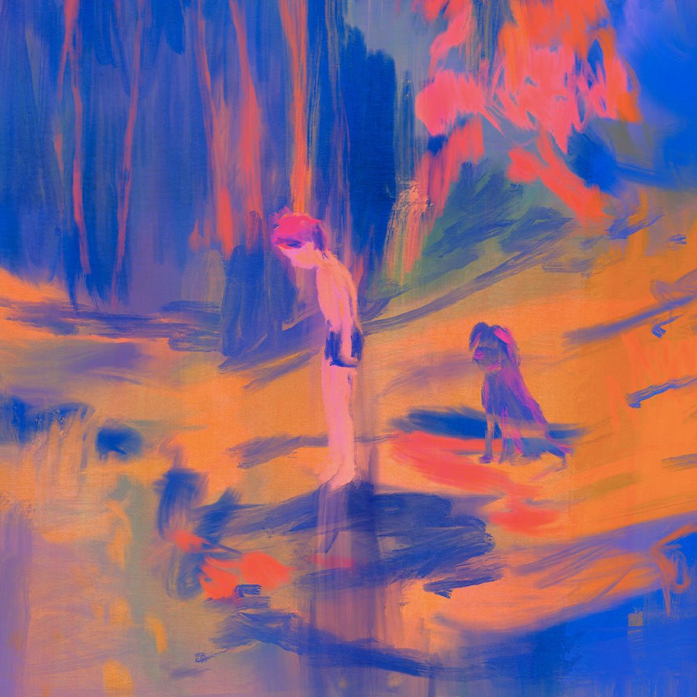 Young Man and His Dog Giclée Print A4