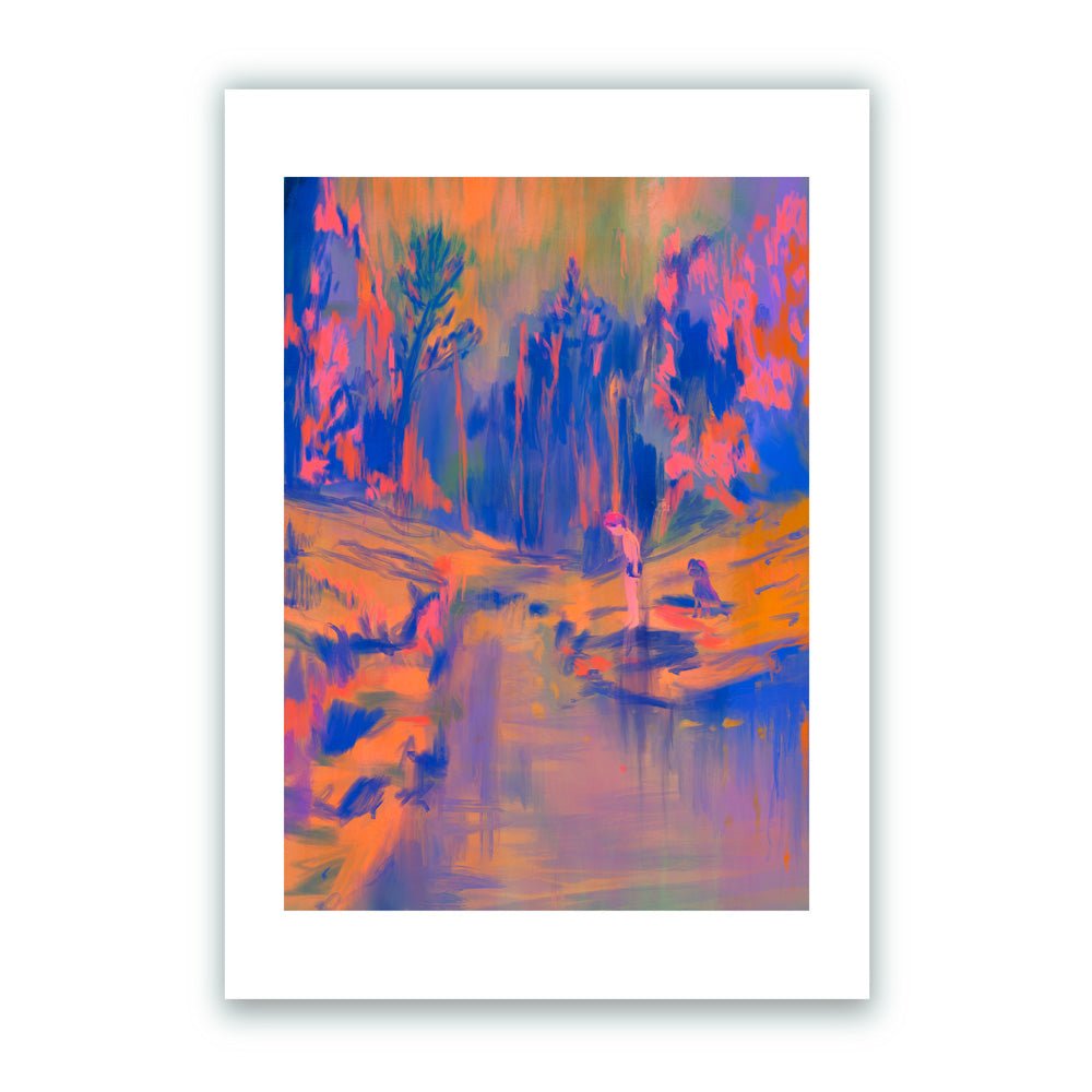Young Man and His Dog Giclée Print A4