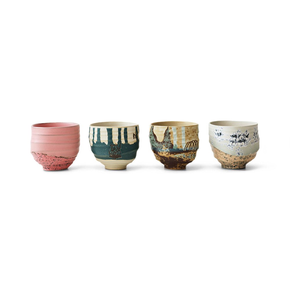 Céramique d'artiste : Tasses à café (lot de 4)