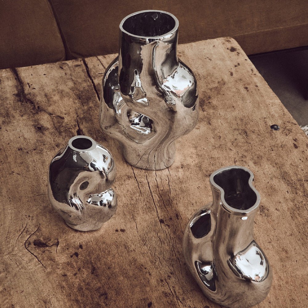 Gleam Glass High Vase Chrome