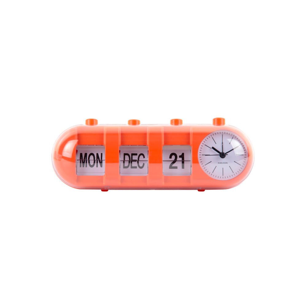 Reloj Despertador Retro Tube Calendar Flip Naranja