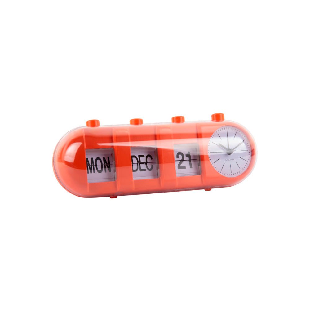 Reloj Despertador Retro Tube Calendar Flip Naranja