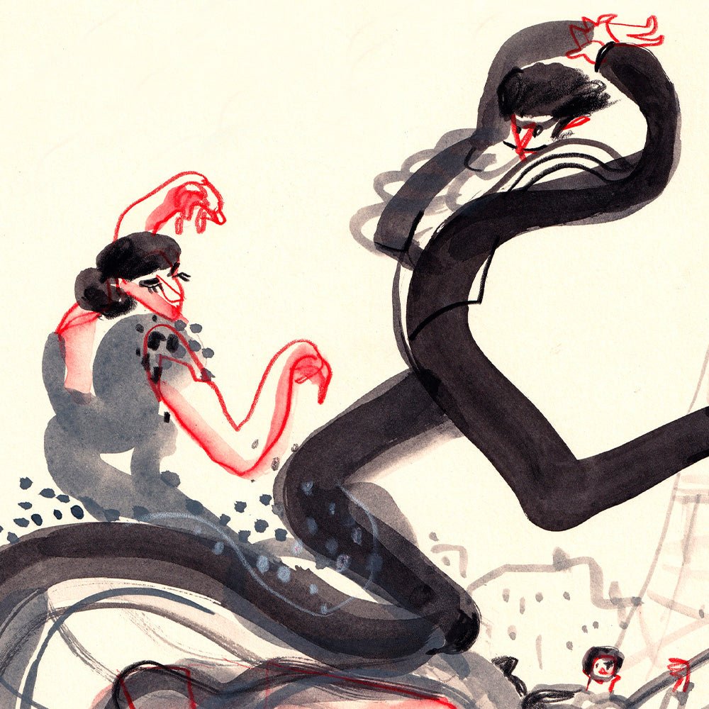 Flamenco espagnol - Impression giclée noire
