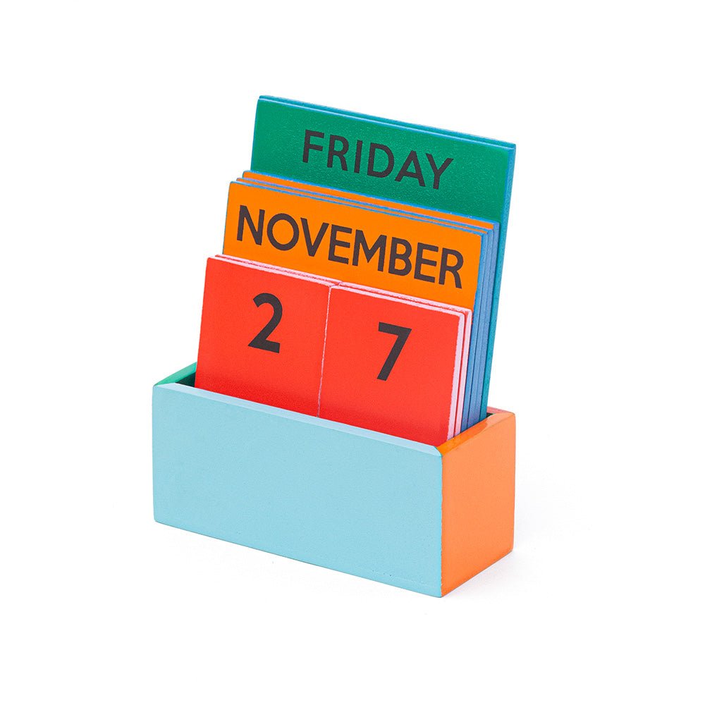 Calendario Pequeño de Madera Arcoiris