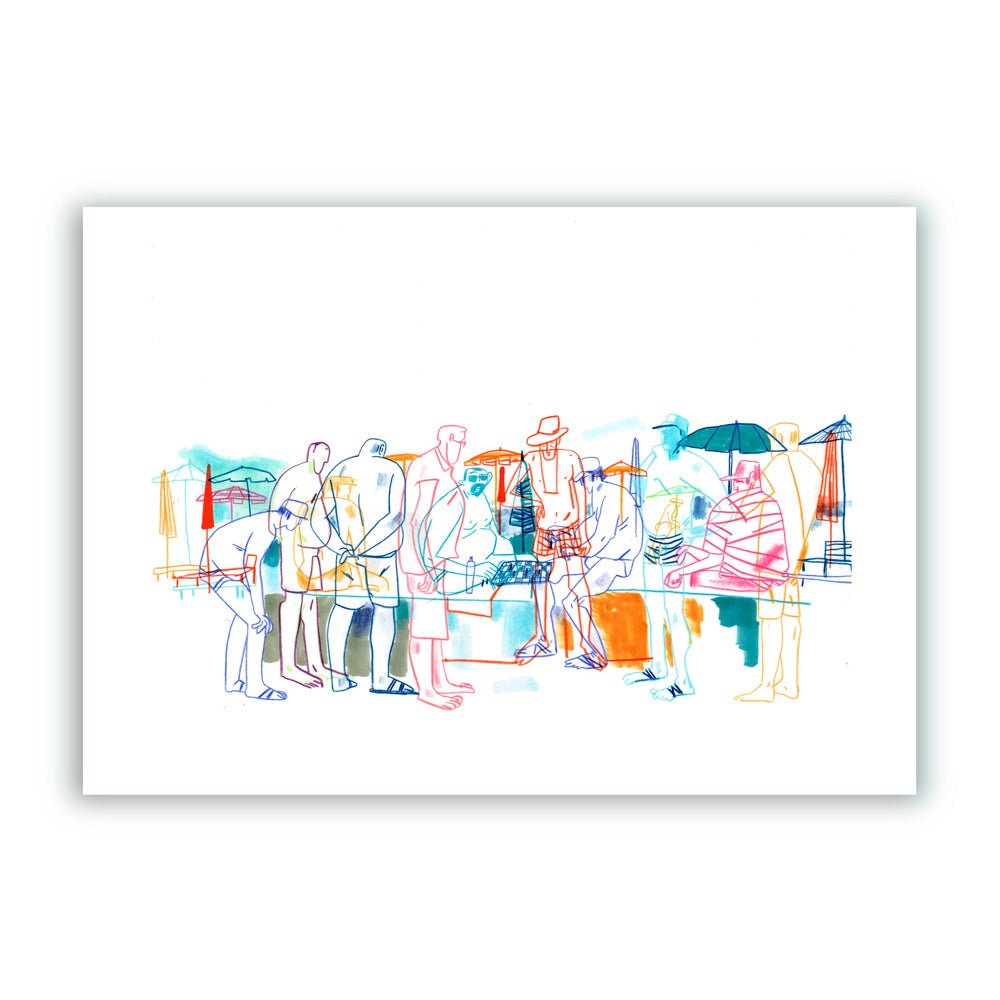 Chess Game On The Beach Giclée Print