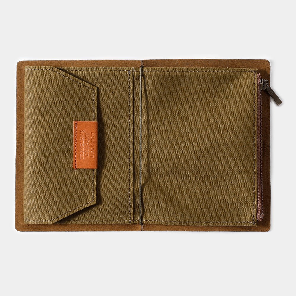 TF Passport Size Cotton Zipper Case Olive - Passport Size