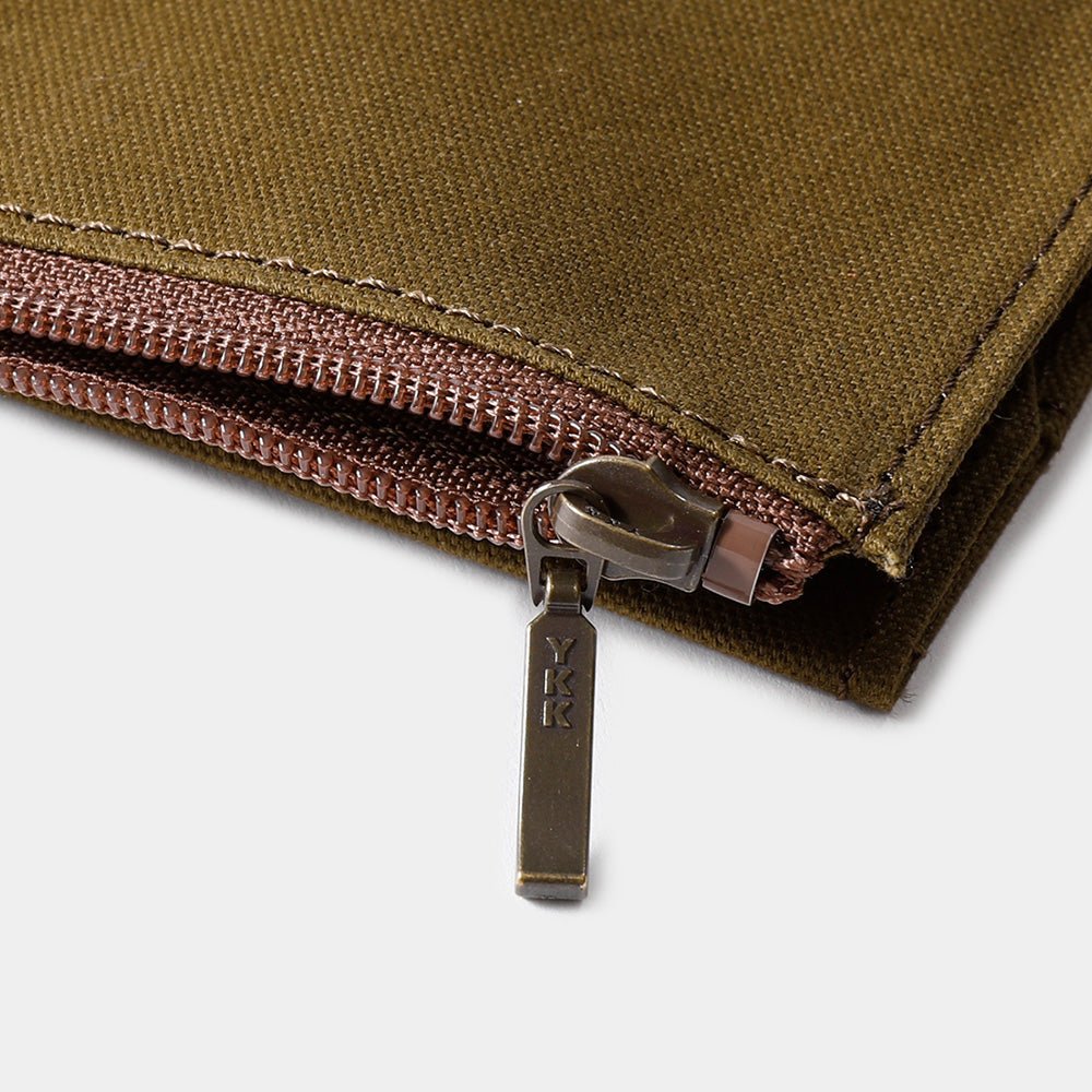 TF Passport Size Cotton Zipper Case Olive - Passport Size