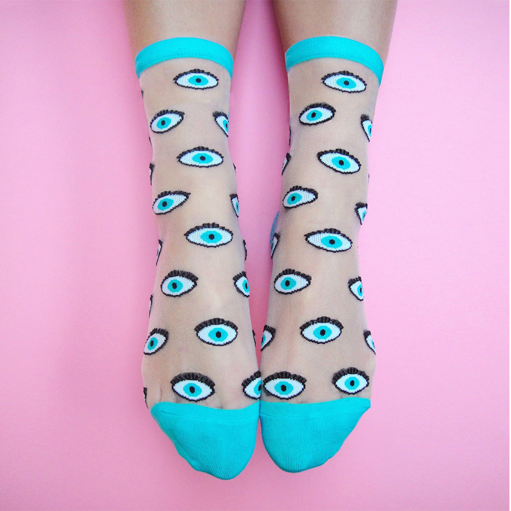 Calcetines Transparentes Ojo Azul
