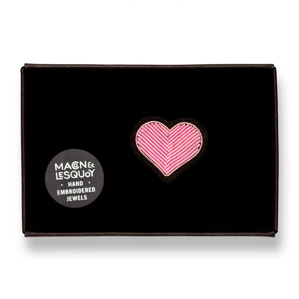Broche cœur rose faite main