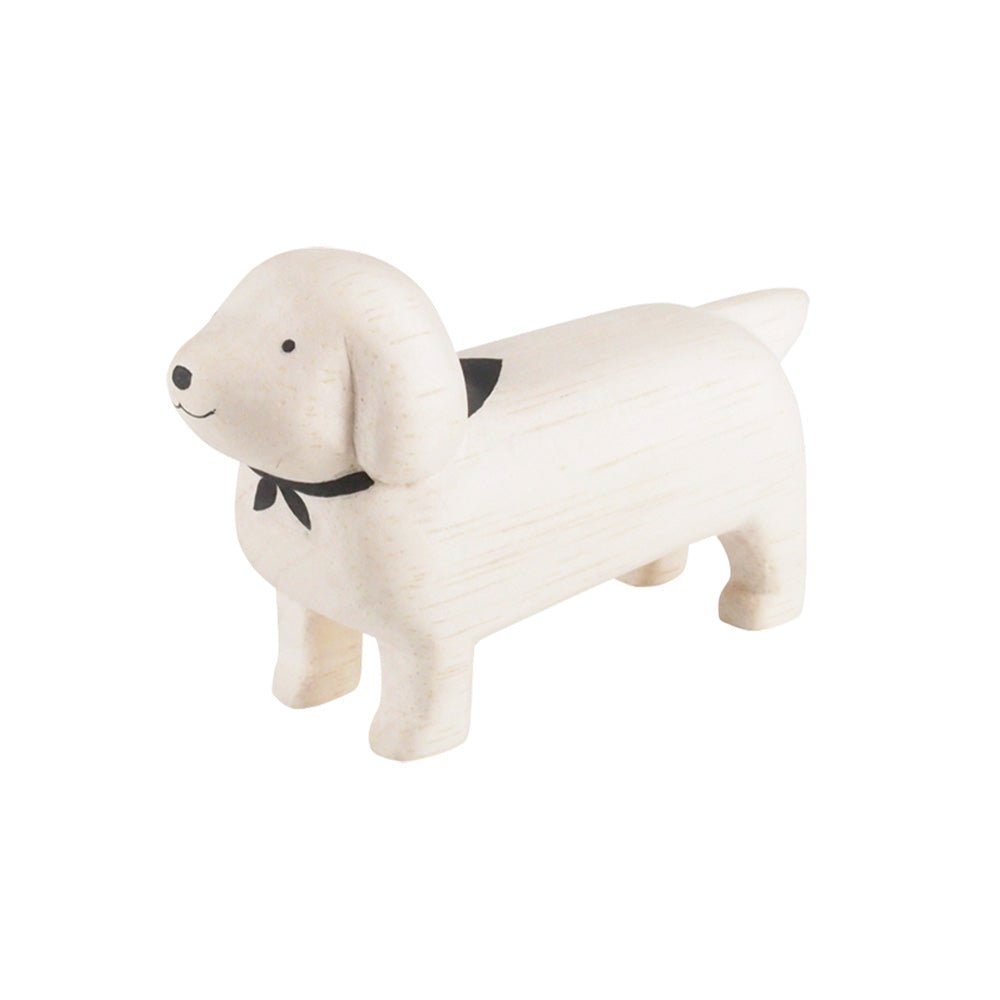 Animal en bois Pole Pole Teckel Blanc