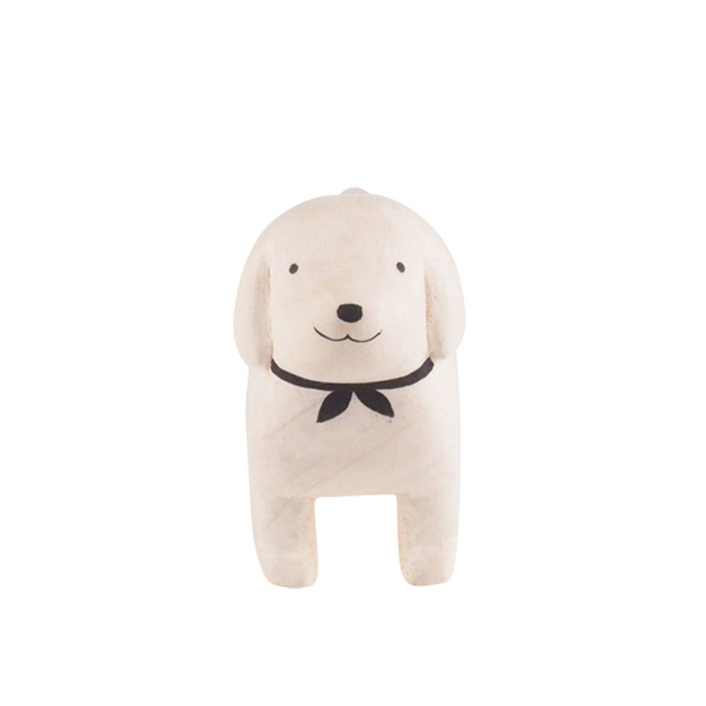 Animal en bois Pole Pole Teckel Blanc