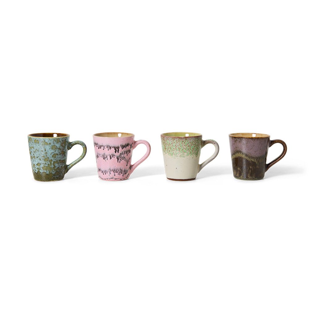 70s Ceramics: Espresso Mugs - Brutalism (set de 4)