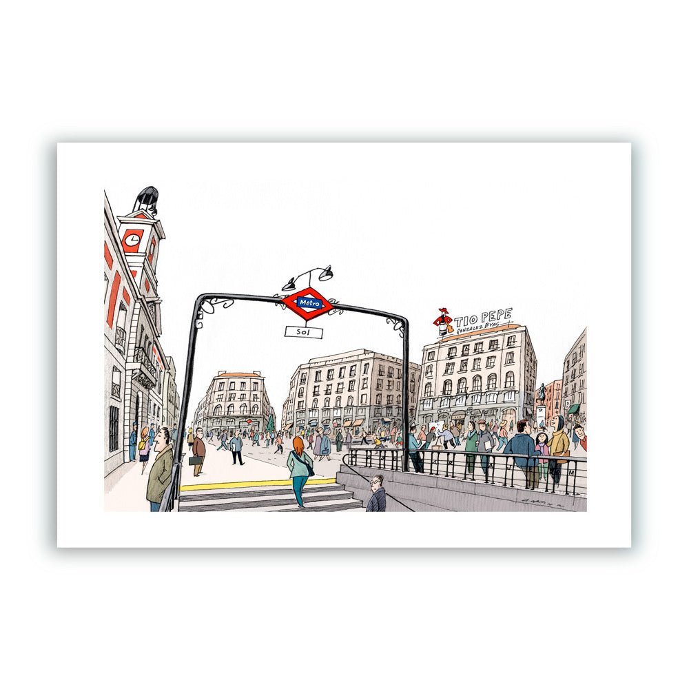 Estación de Sol (La Puerta del Sol - Plaza) Impresión Giclée