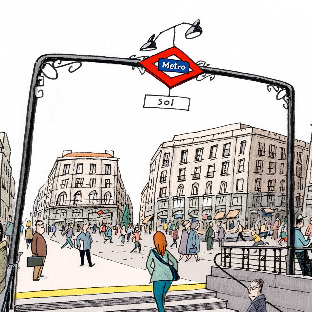 Estación de Sol (La Puerta del Sol - Plaza) Impresión Giclée