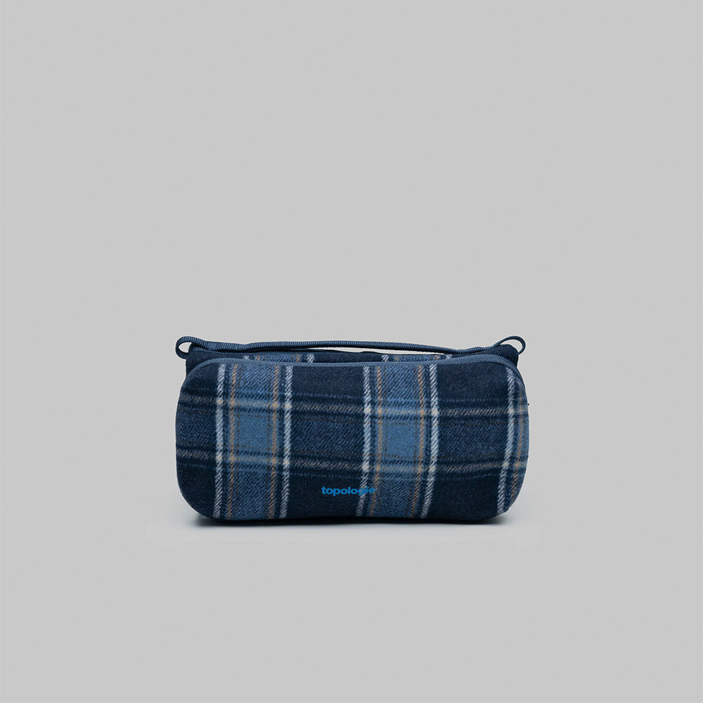 Bottle Sacoche Medium Blue Check Wool
