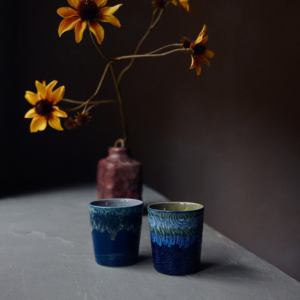 Céramique des années 70 : Tasses à café La Nuit étoilée de Van Gogh (lot de 2)