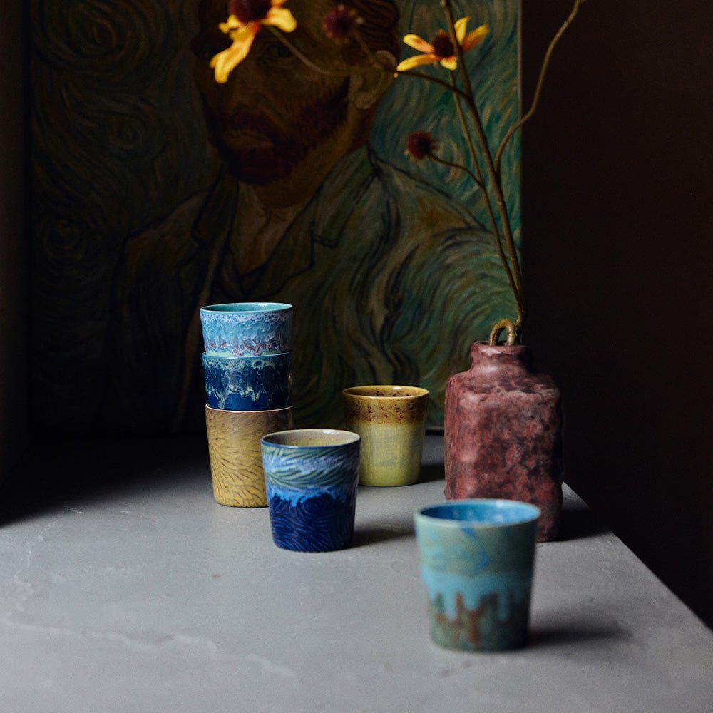 Céramique des années 70 : Tasses à café La Nuit étoilée de Van Gogh (lot de 2)