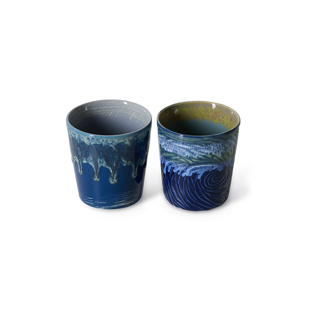 Céramique des années 70 : Tasses à café La Nuit étoilée de Van Gogh (lot de 2)