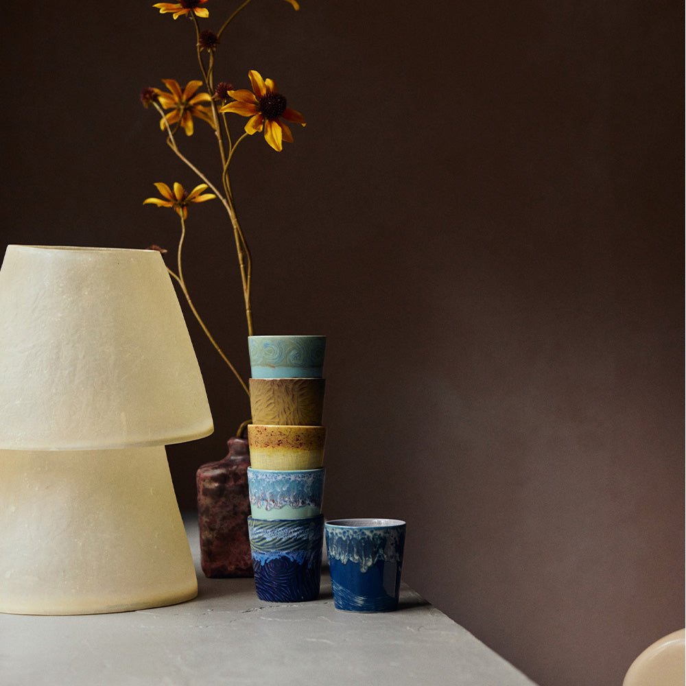 Céramique des années 70 : Tasses à café La Nuit étoilée de Van Gogh (lot de 2)