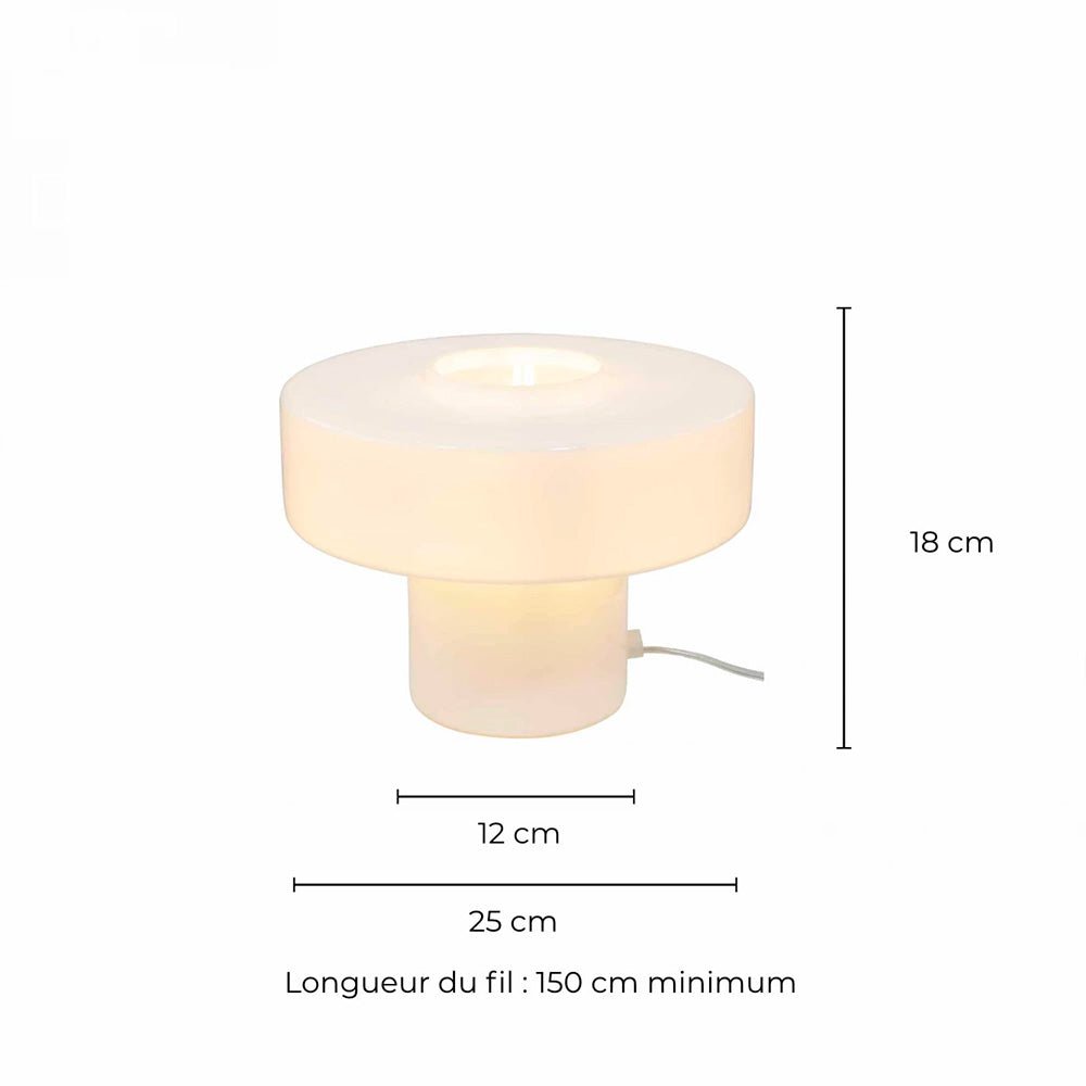 Foza Table Lamp with Colored Glass and Retro Style - White