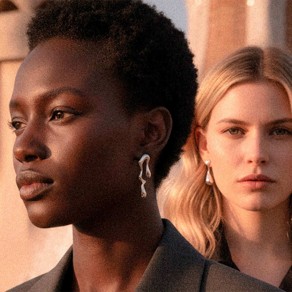 Boucles d'oreilles en argent fondu
