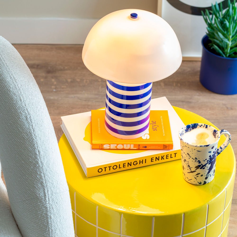 Side Table Retro Tiles Low Citrine Yellow