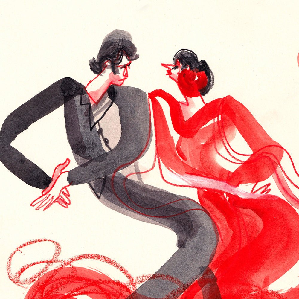 Flamenco espagnol - Couple rouge - Impression giclée