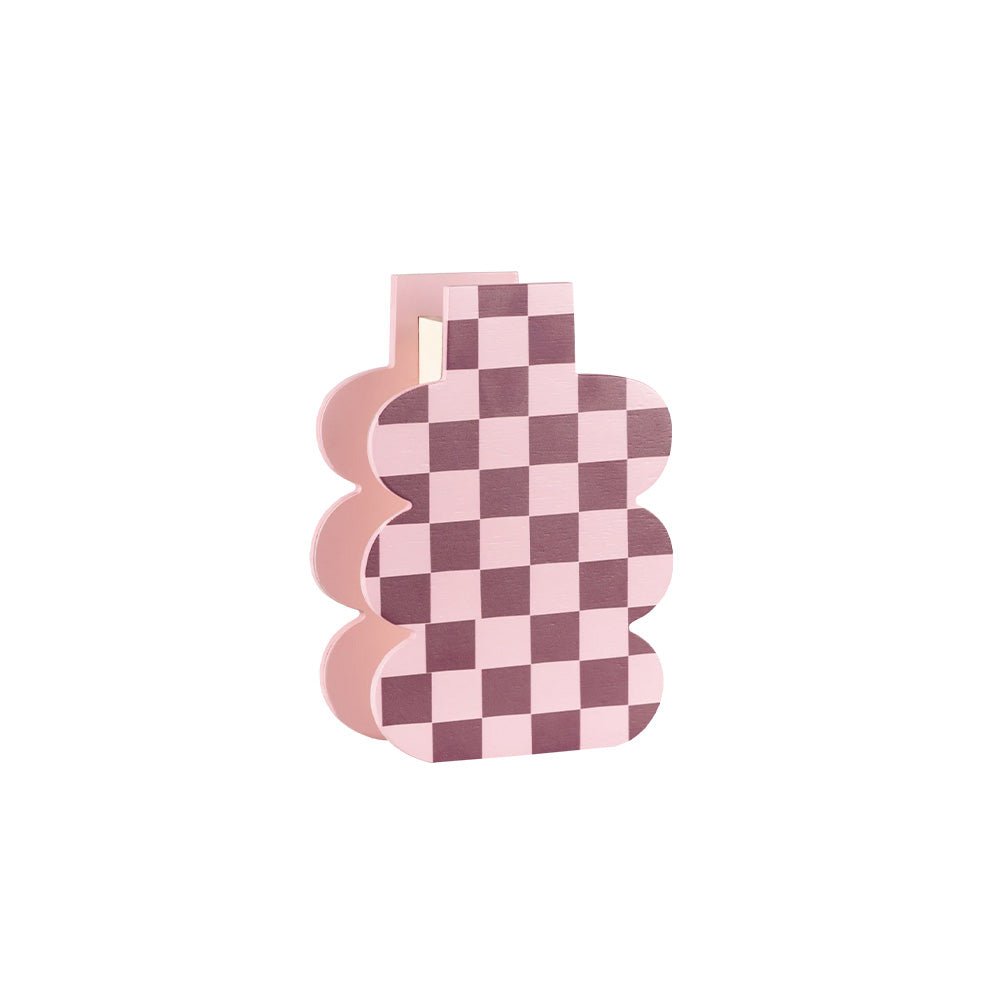 Jarrón de Madera Pink Check Mate