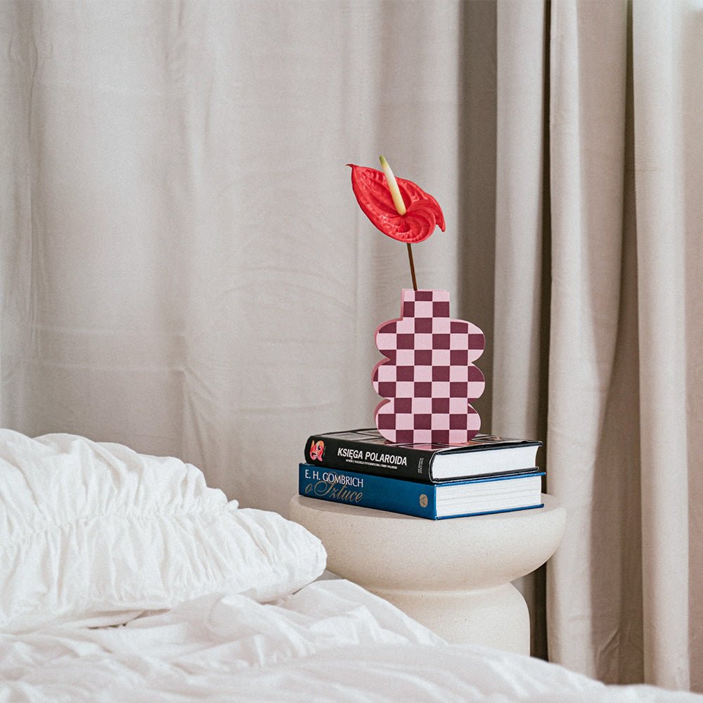 Jarrón de Madera Pink Check Mate