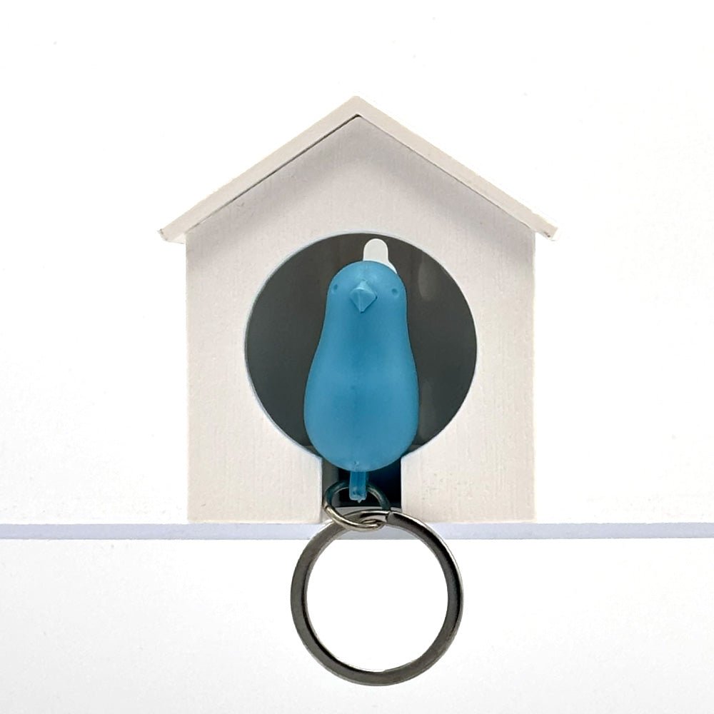 Sparrow Keyring White - Blue
