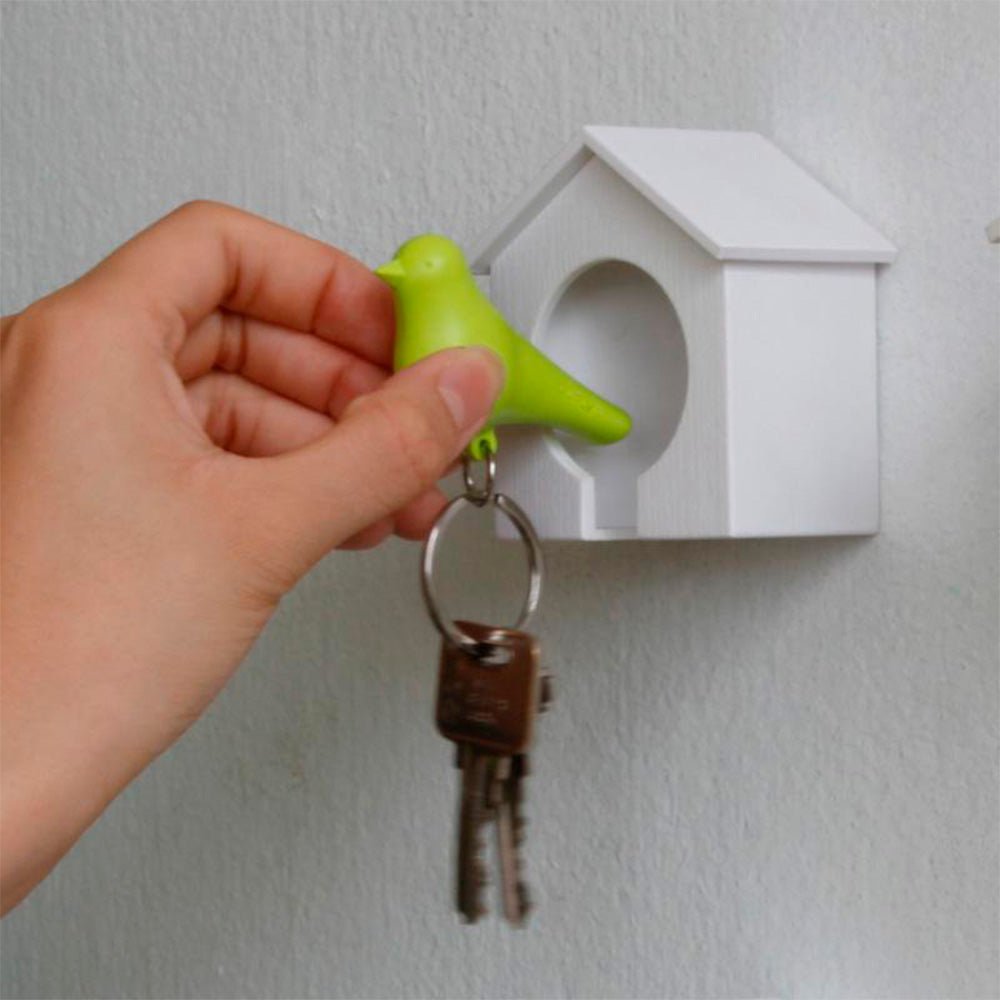 Sparrow Keyring White Pink