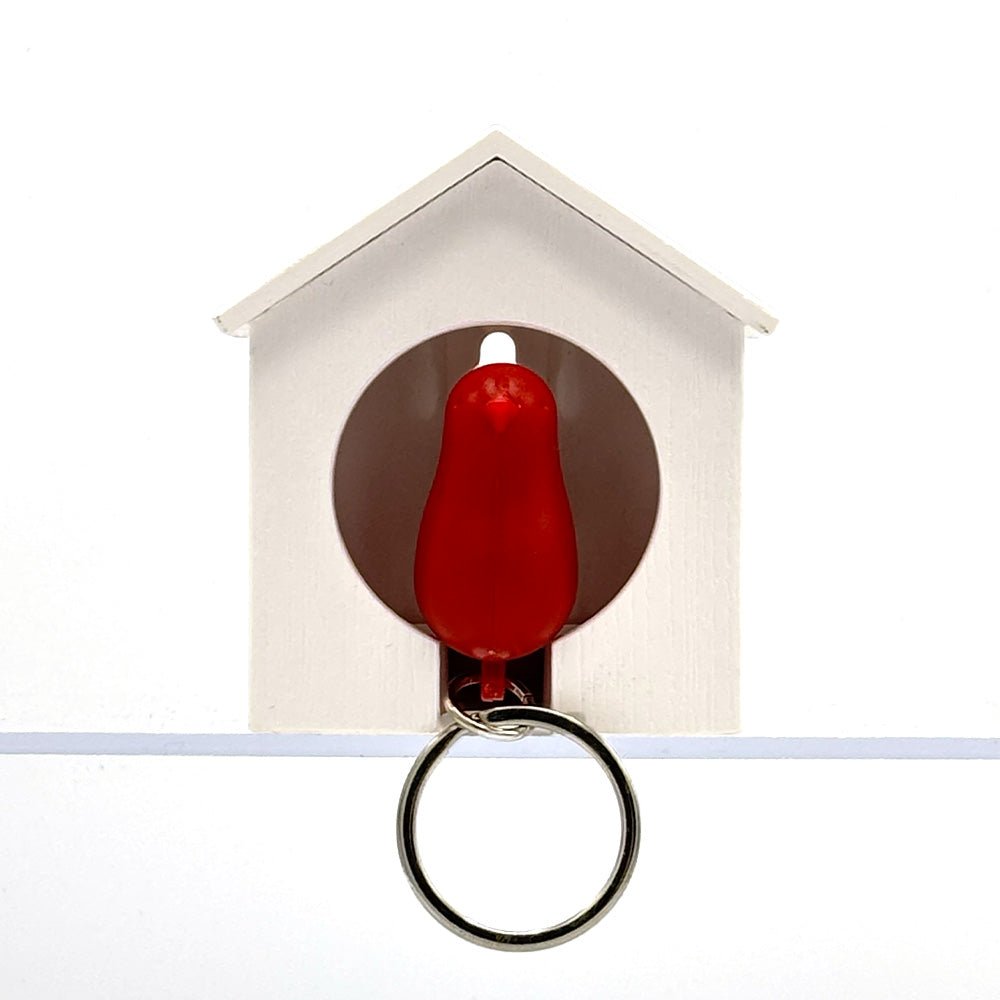 Sparrow Keyring White - Red