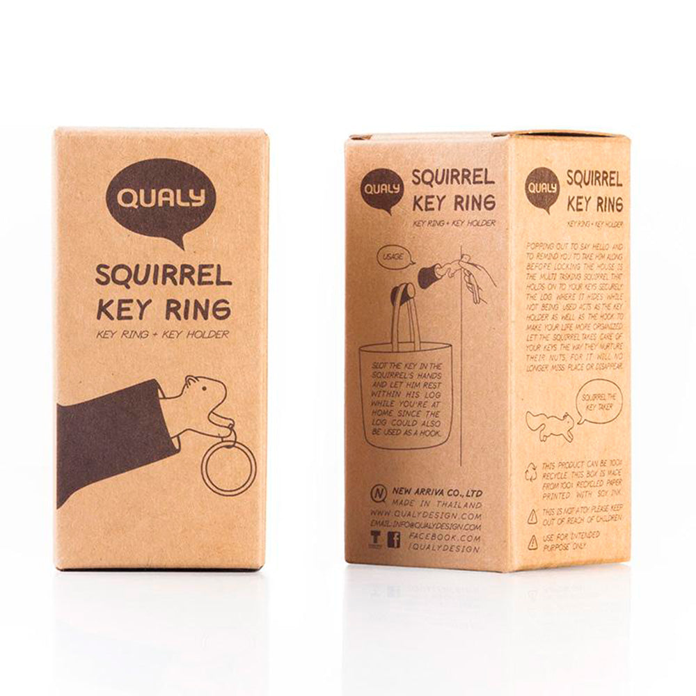 Squirrel Key Ring - White - Black