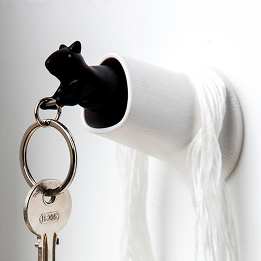 Squirrel Key Ring - White - Black