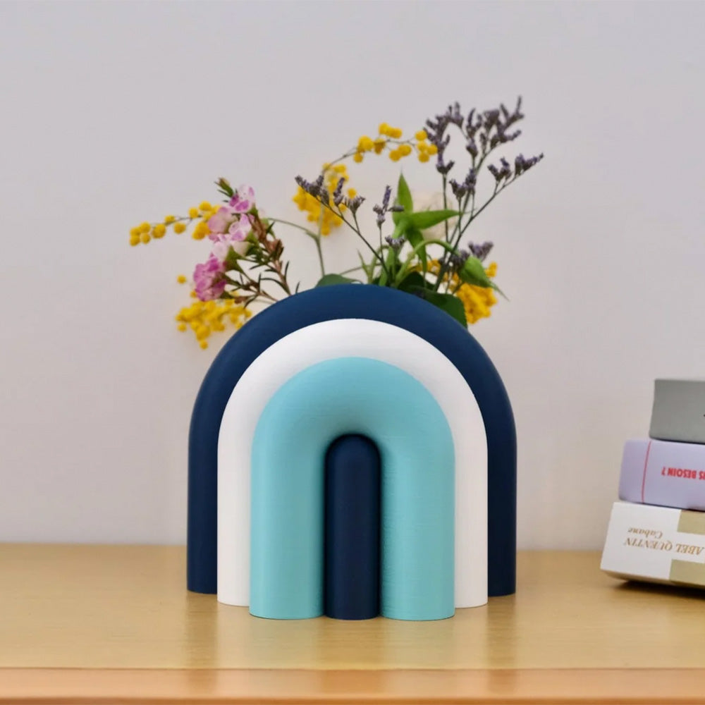 Arc Jarrón Sujetalibros Modular – Marino, Blanco, Laguna