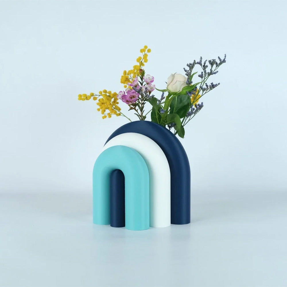 Arc Vase Serre-livres Modulaire – Marine, Blanc, Lagon