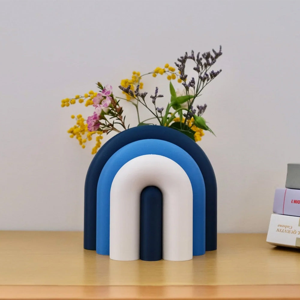Arc Jarrón Sujetalibros Modular – Marino, Azul, Blanco
