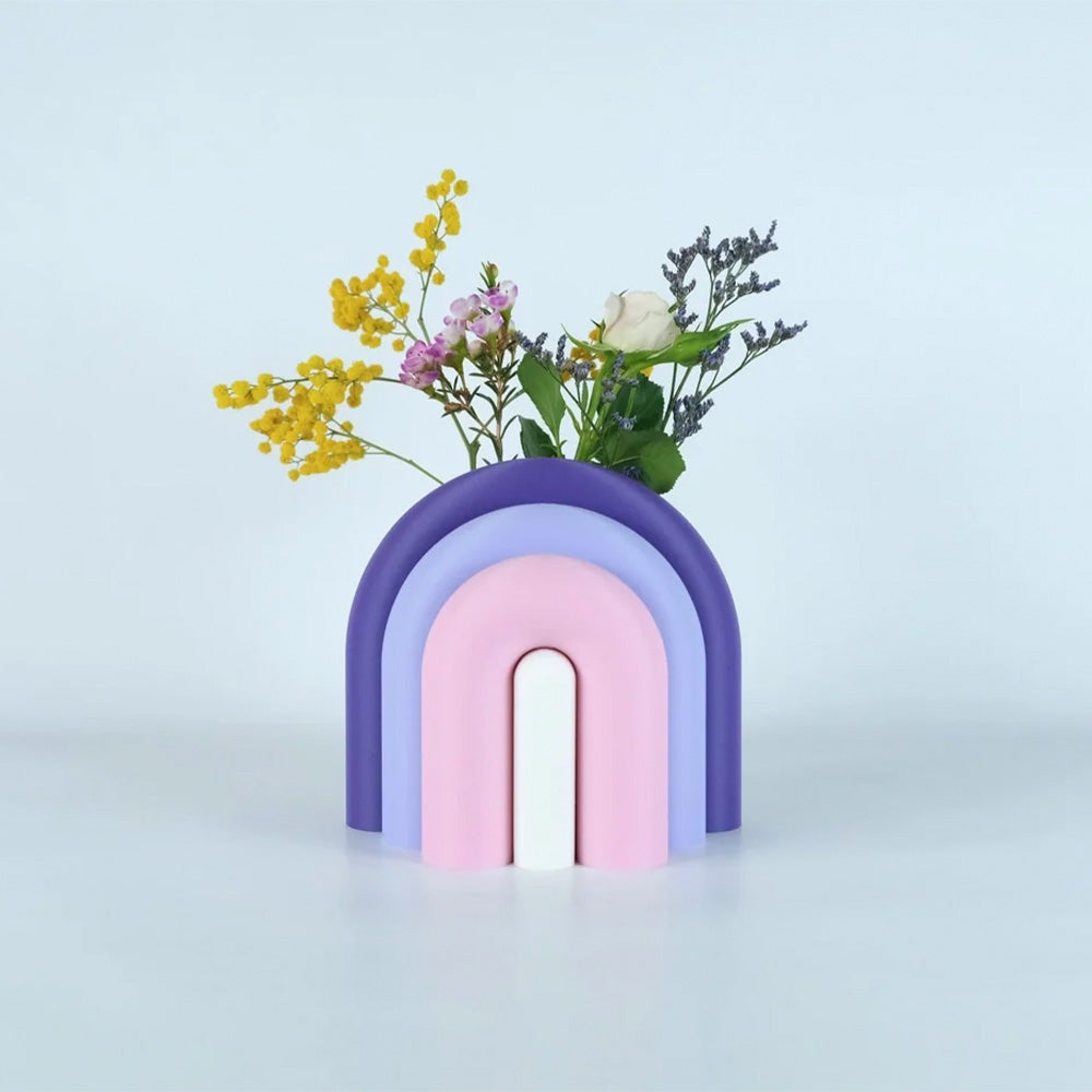 Arc Jarrón Sujetalibros Modular – Violeta, Rosado, Blanco