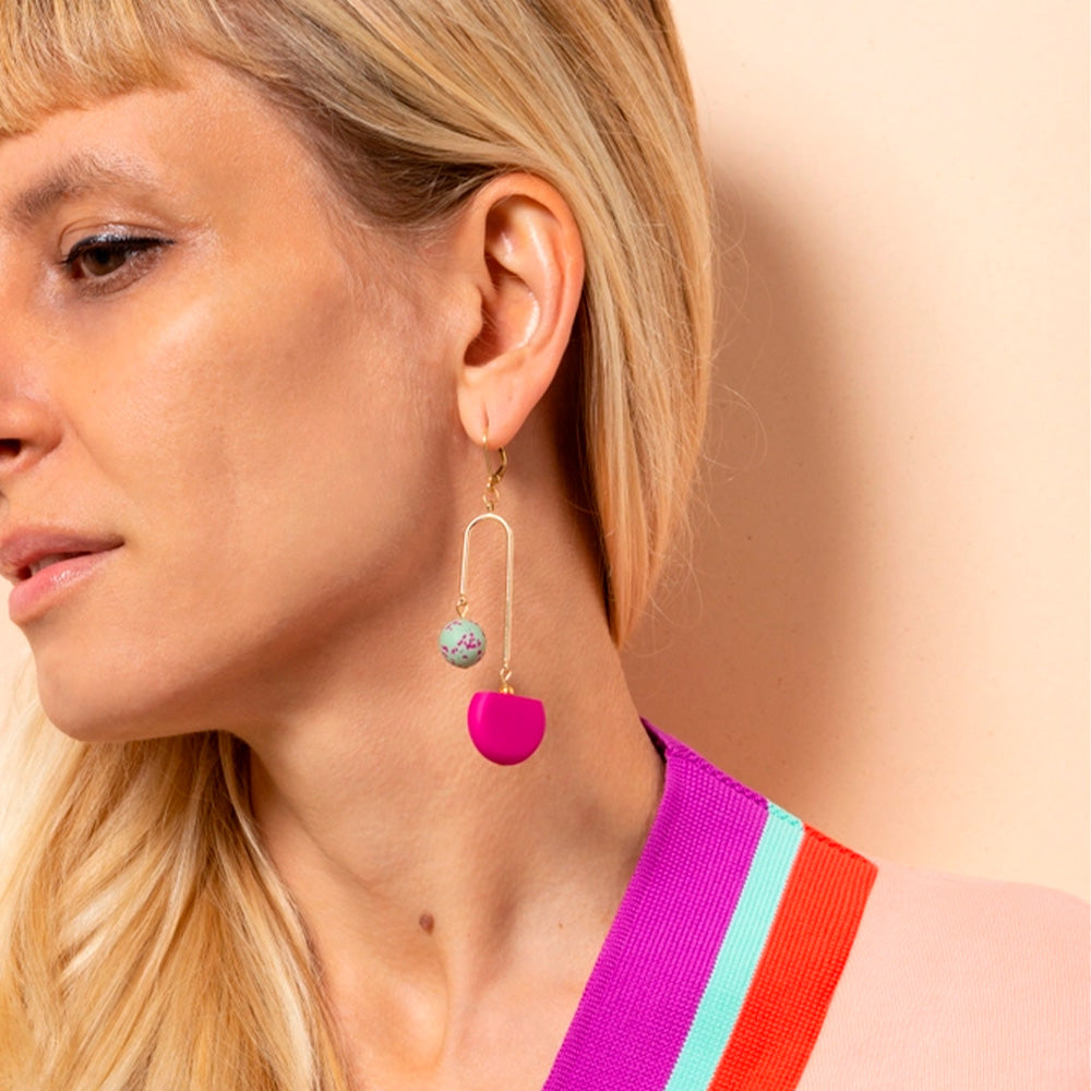 Pendientes Arc Terrazzo Verde Magenta