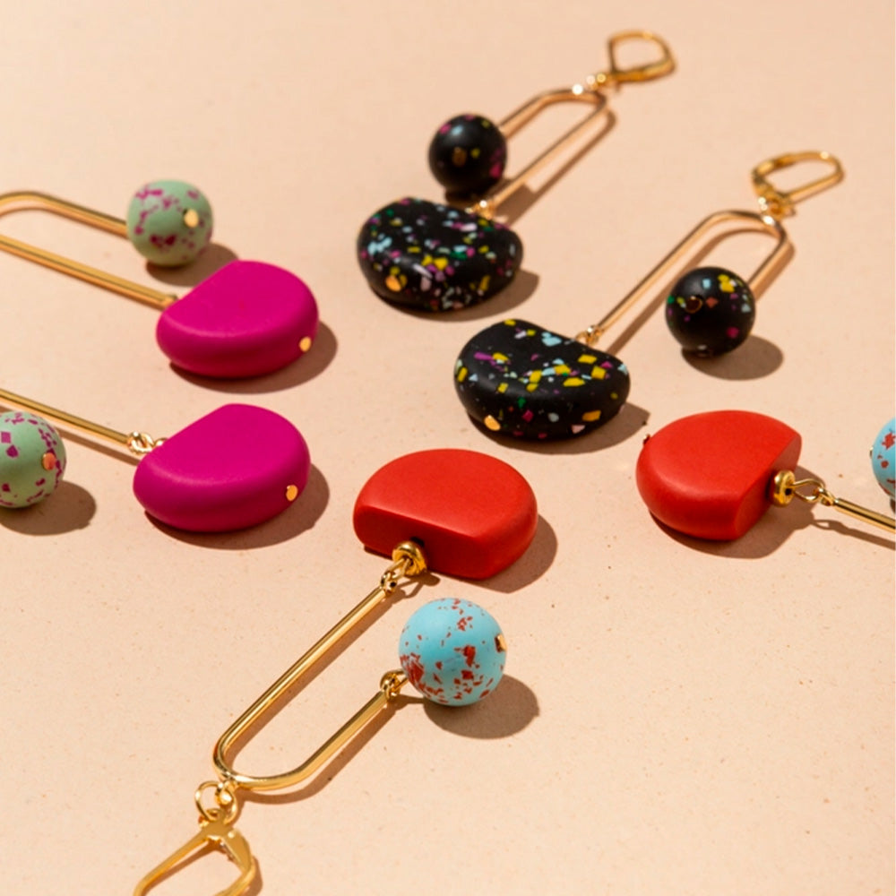 Pendientes Arc Terrazzo Verde Magenta