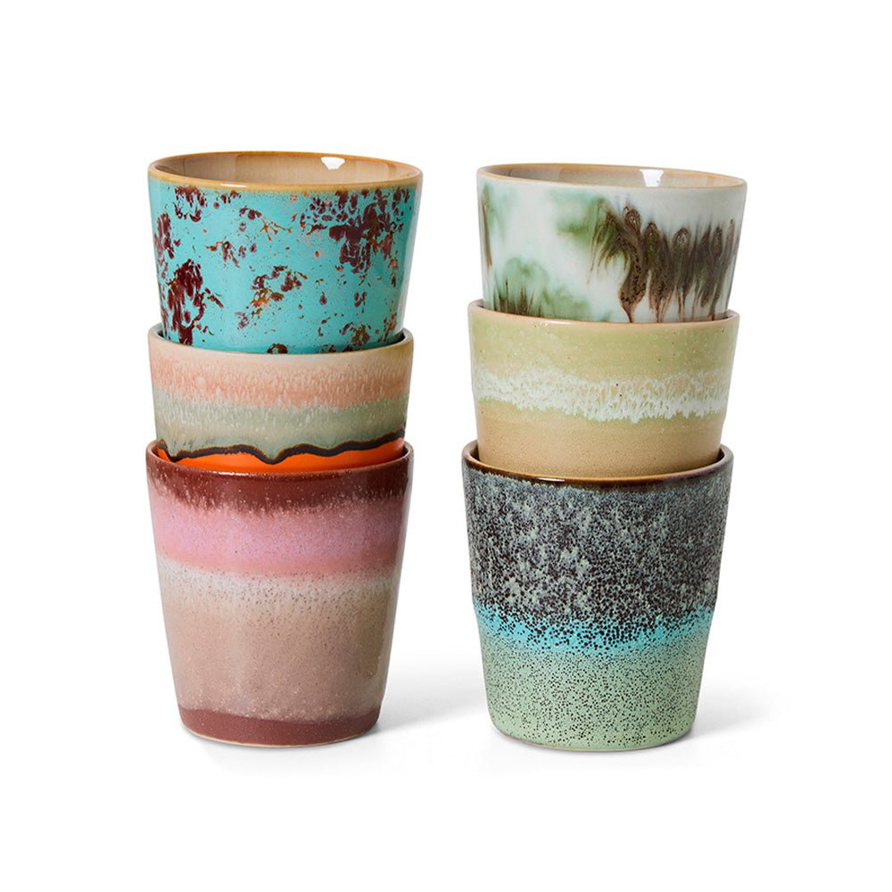 70s Ceramics: Coffee Mugs - Surreal (set de 6)