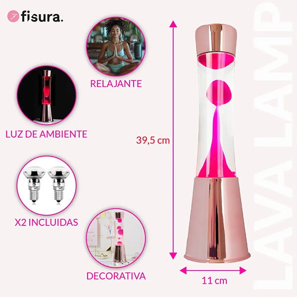 Rose Gold Lava Lamp with Clear Liquid and Magenta Lava